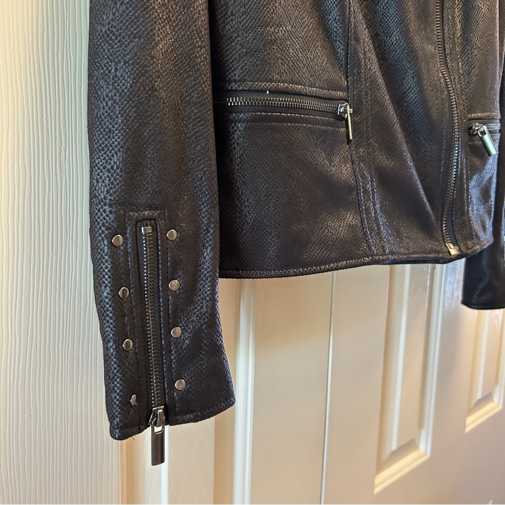 Kut From The Kloth Black Faux Snakeskin Moto Jacket - Picture 6 of 8